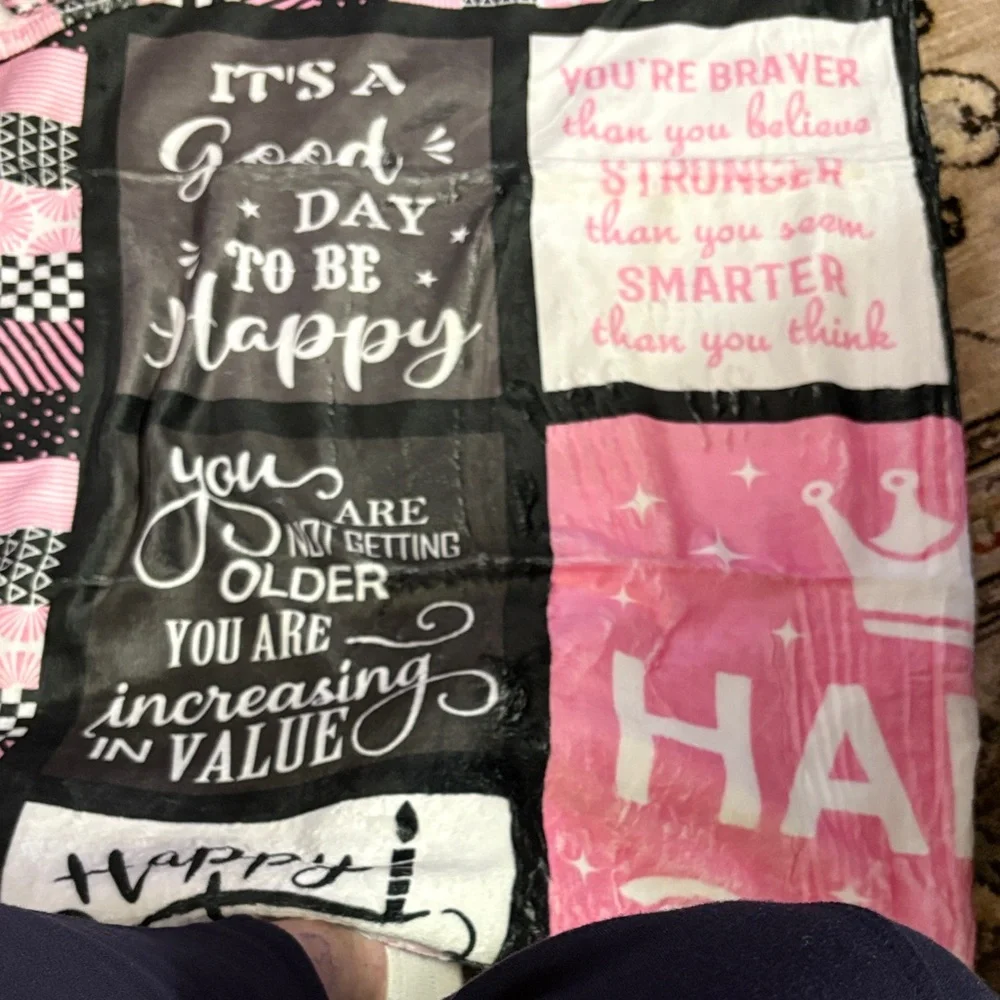 Pink and‎ Black Birthday Themed Blanket or Throw
